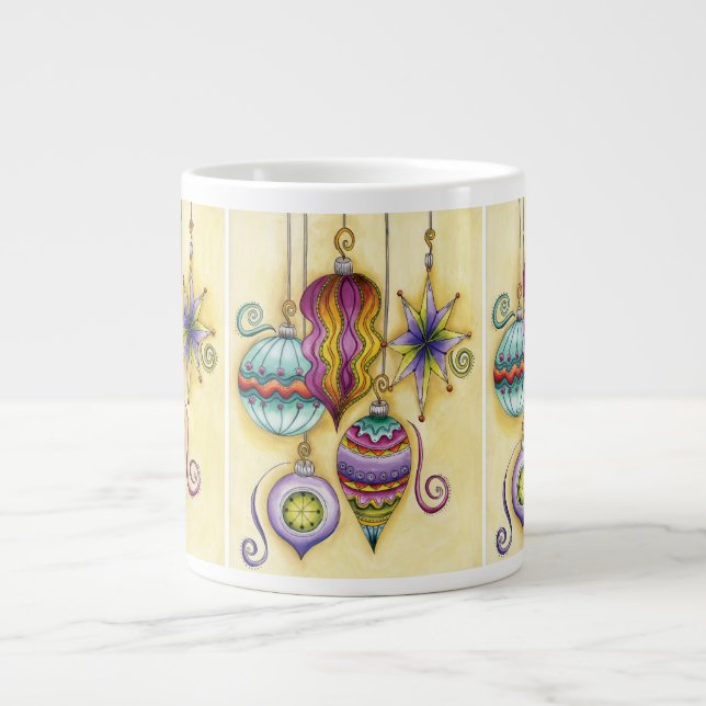 Vackra Glasfärgrika Juldekorationer Jumbo Mugg (Framsidan)
