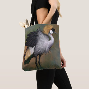 Vackra Grått Crowned Crane - Gängningsmålning Tygkasse