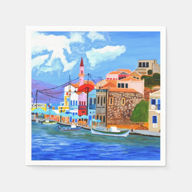 vackra grekiska servingar pappersservett (Framsidan)