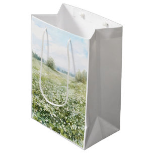 Vackra Gröna Äng Blommor Blå Himmel