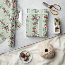 Vackra Gröna Toile Jul Bär Och Slingor Presentpapper