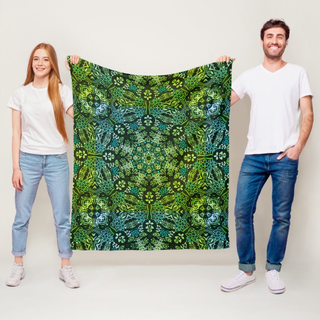 Vackra Gröntar och Blues Mandala Fleecefilt (På plats)