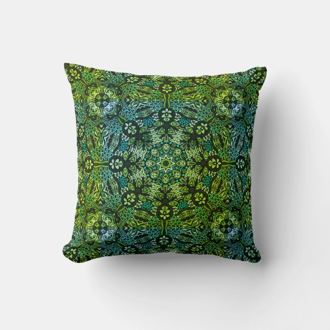 Vackra Gröntar och Blues Mandala Kudde (Framsida)