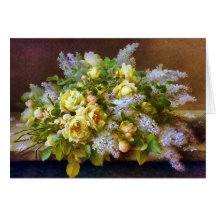 Vackra Gul ros och Lilacs-färgkort