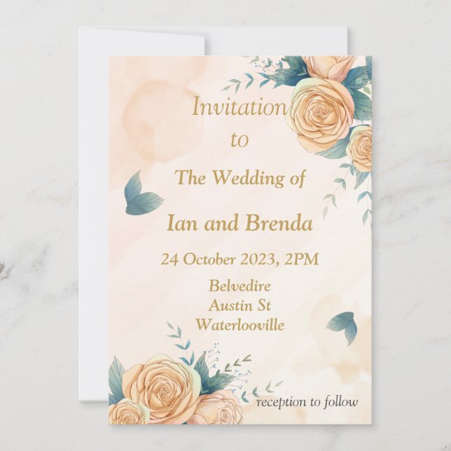 Vackra gula blommor bröllopsinbjudan inbjudningar (Framsida)