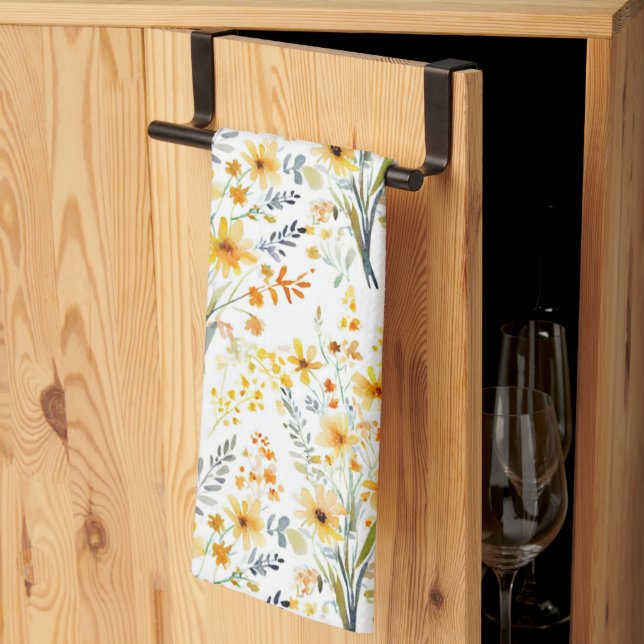 Vackra gula vårvildblommor kökshandduk (Thirds Fold)