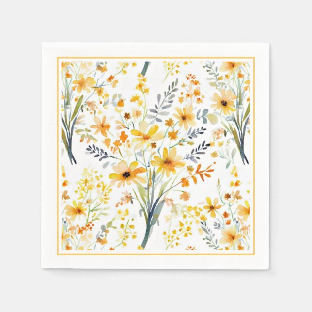 Vackra gula vårvildblommor pappersservett (Framsidan)
