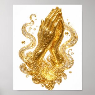 Vackra Guld BÖNANDE HANDER Poster