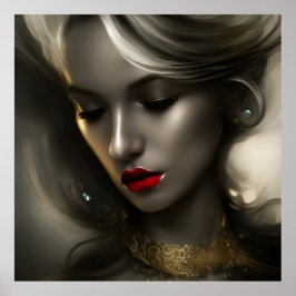 Vackra guld bronze blonda kvinnor med rött läppar  poster