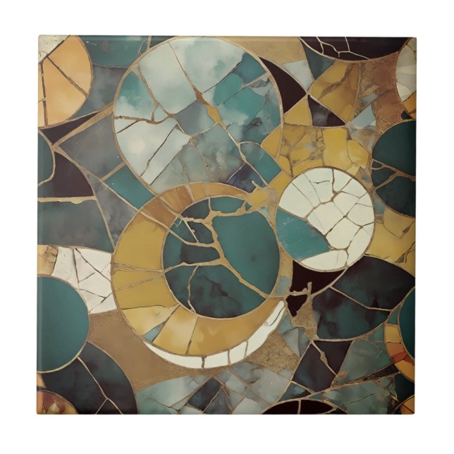 Vackra guld grönt-plattor kakelplatta (Framsidan)