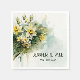 Vackra gult vatten daffodils pappersservett