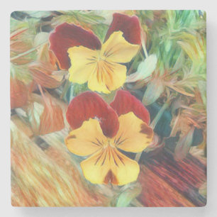 Vackra Gulten Red Brown Painting Pansies Pansy Stenunderlägg