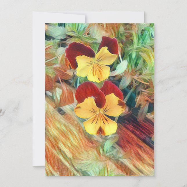 Vackra Gulten Red Brown Painting Pansies Pansy Tack Kort (Framsida)