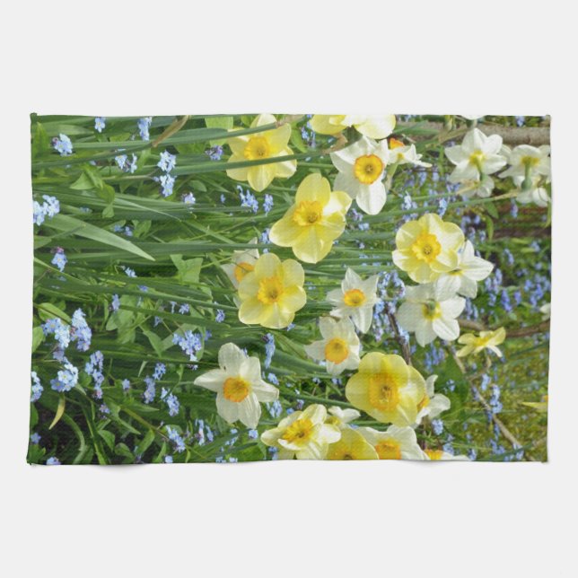 Vackra gultens daffodilträdgård kökshandduk (Horisontell)