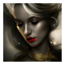 Vackra gyllene brons blonda kvinnor med röda läppa