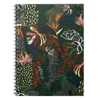 Vackra hand plockade-blomman, tropiska handflatan  anteckningsbok