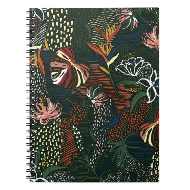 Vackra hand plockade-blomman, tropiska handflatan  anteckningsbok (Framsidan)