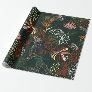 Vackra hand plockade-blomman, tropiska handflatan presentpapper