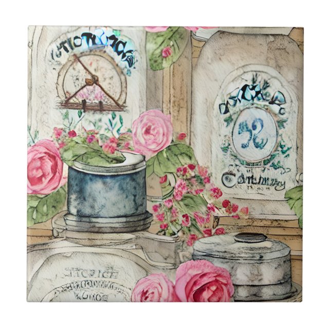 Vackra handhantverkare Rustic köksdiskett Kakelplatta (Framsidan)