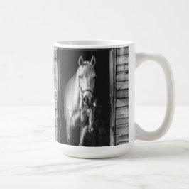 Vackra hästar & Barn Black and White Kaffemugg