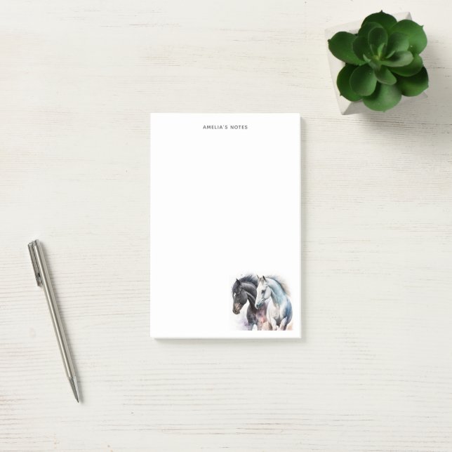 Vackra hästar i vattenfärg post-it block (Kontor)