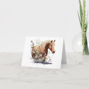 Vackra hästar med blommor BLANK Kort
