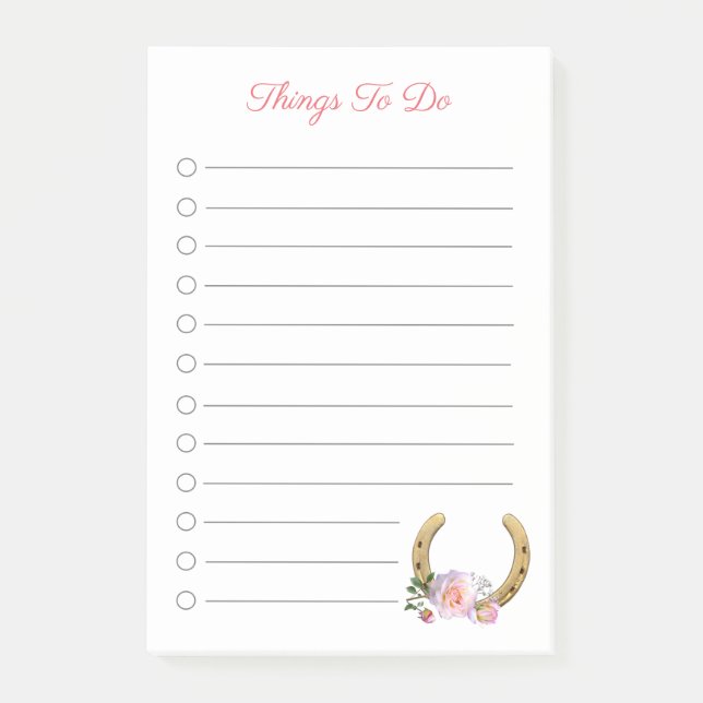 Vackra hästar med blommor Sak att göra Post-it Block (Framsida)