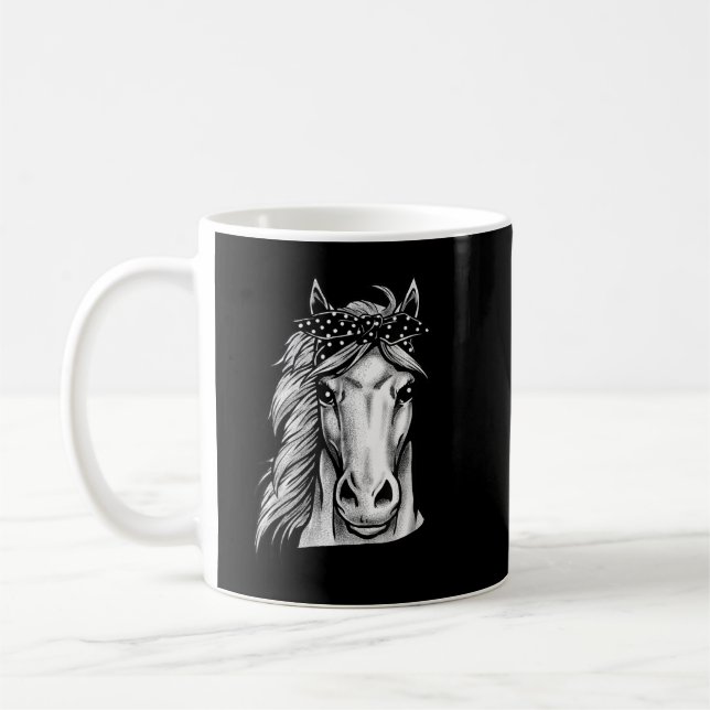 Vackra hästar med Cute Polka Dot Bandana - hand Kaffemugg (Vänster)