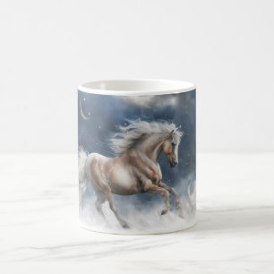 Vackra hästar och Crescent Måne Kaffemugg