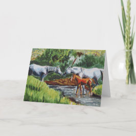 Vackra hästar och Oljemålning i sidled Kort