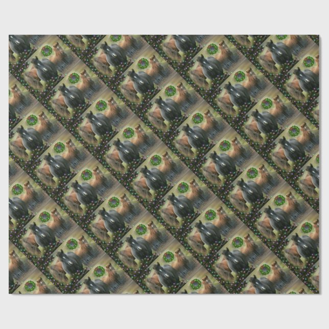 Vackra hästar och Rustic Barn jul Presentpapper (Platt)