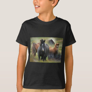 Vackra hästar och Rustic Barn T Shirt