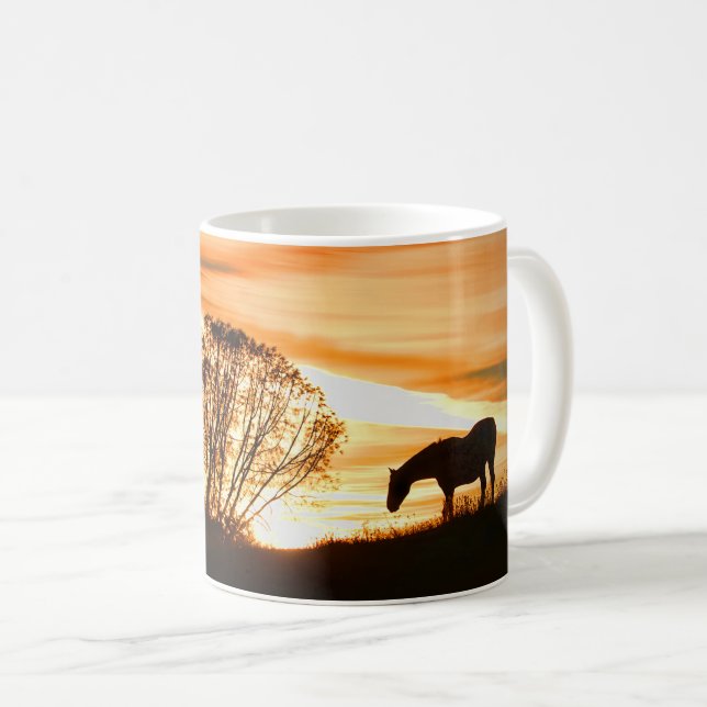 Vackra hästar och solnedgång kaffemugg (Framsida höger)