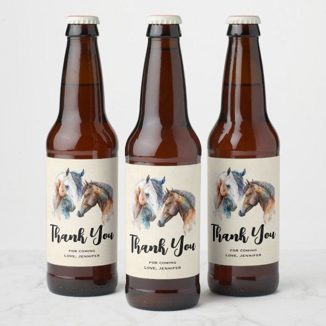 Vackra hästar Westerna Boho Party Tack Ölflaska Etikett (Flaskor)