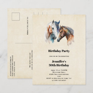 Vackra hästar Westerna Boho Stil Birthday Inbjudan Vykort