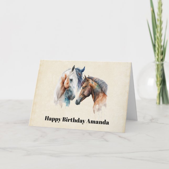 Vackra hästar Westerna Boho Stil Birthday Kort (Framsida)