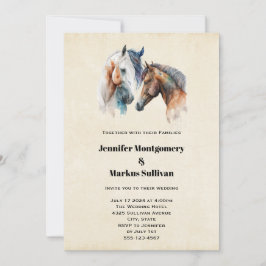 Vackra hästar Westerna Boho Stil Bröllop Inbjudningar