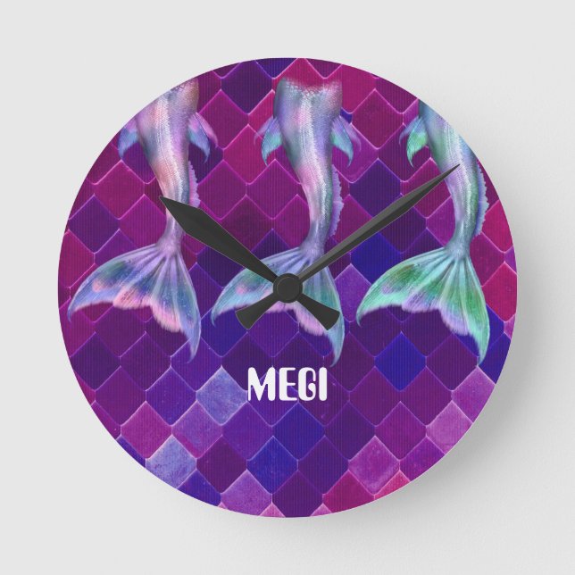 Vackra havsstränder och sjöjungfruar dygnet runt rund klocka (Framsida)