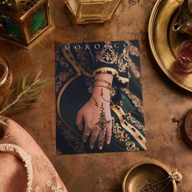 Vackra Henna-mönster Marocko Marrakech Vykort (Morocco's Henna Postcard. )