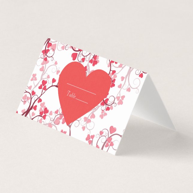 Vackra hjärtan-bordsnummer kort (Framsida)