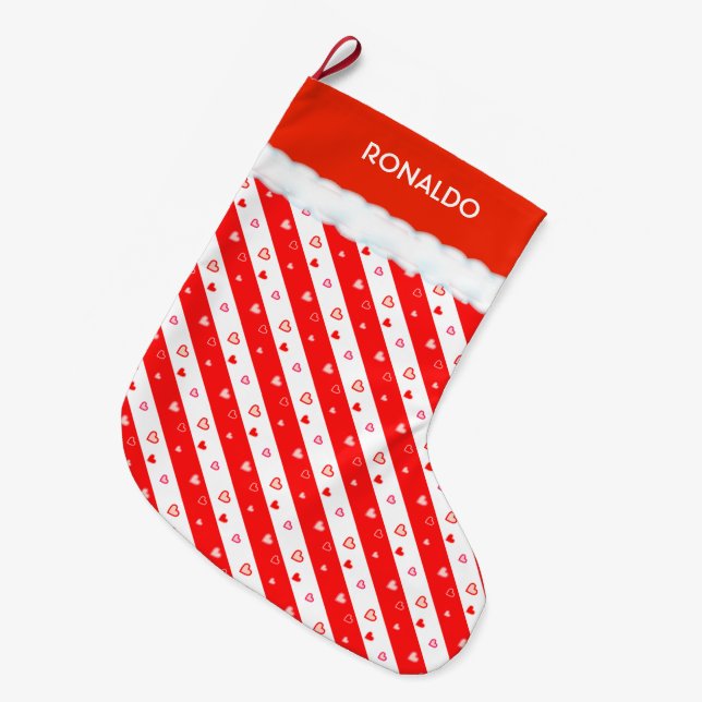 Vackra hjärtan stor julstrumpa (Framsidan (Hängande))