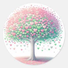 Vackra Hjärtformade Träd Stickers Runt Klistermärke
