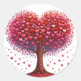 Vackra Hjärtformade Träd Stickers Runt Klistermärke