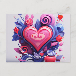 Vackra hjärtvalentins dag 2024 vykort