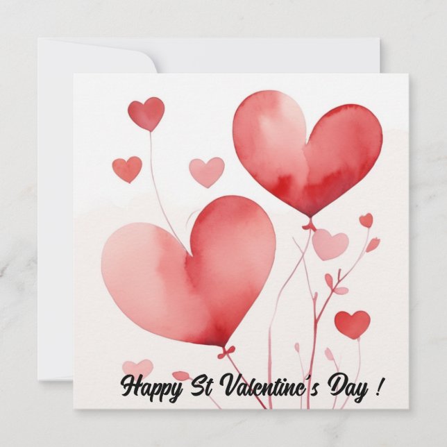 Vackra hjärtvattenfärg blommor Alla hjärtans dag Julkort (Framsida)