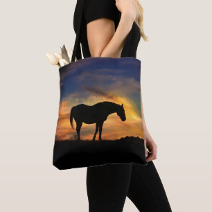 Vackra Horse and Sunrise Tote Tygkasse