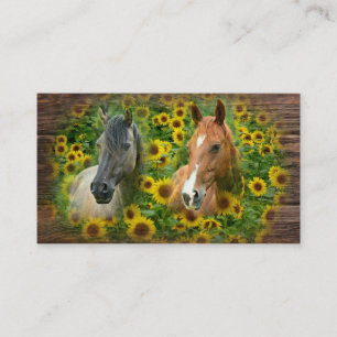 Vackra Horse i Fält i Sunblommor Visitkort