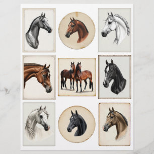 Vackra Horse Illustrations för papercrafts