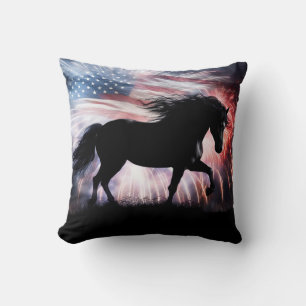 Vackra Horse och Amerikanska Land Kudde