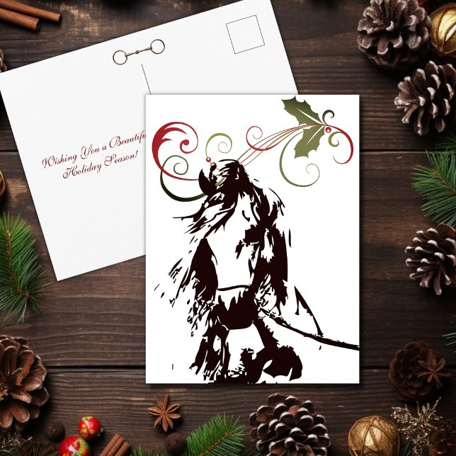 Vackra Horse och Holly Julvinter Helg Vykort (Beautiful Horse and Holly Christmas Winter Holiday Postcard)